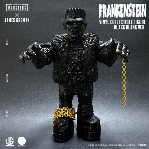 UNIVERSAL MONSTERS x JAMES GROMAN FRANKENSTEIN MONSTER VINYL COLLECTIBLE FIGURE Black Blank Edition.