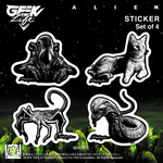 ALIEN Stickers Artwork by Rockin’Jelly Bean "White PET Sticker" SET OF 4